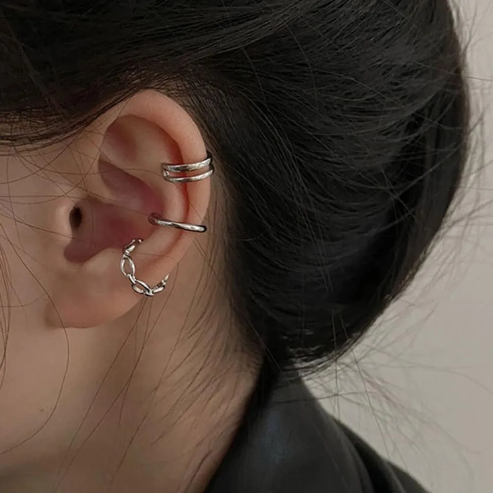 Ear Cuffs Non Piercing Earrings for Women Huggie Hoop Cartilage Earring 14K Gold Plated 3Pcs Cuff Earrings Cubic Zirconia Ear Cuffs Jewelry