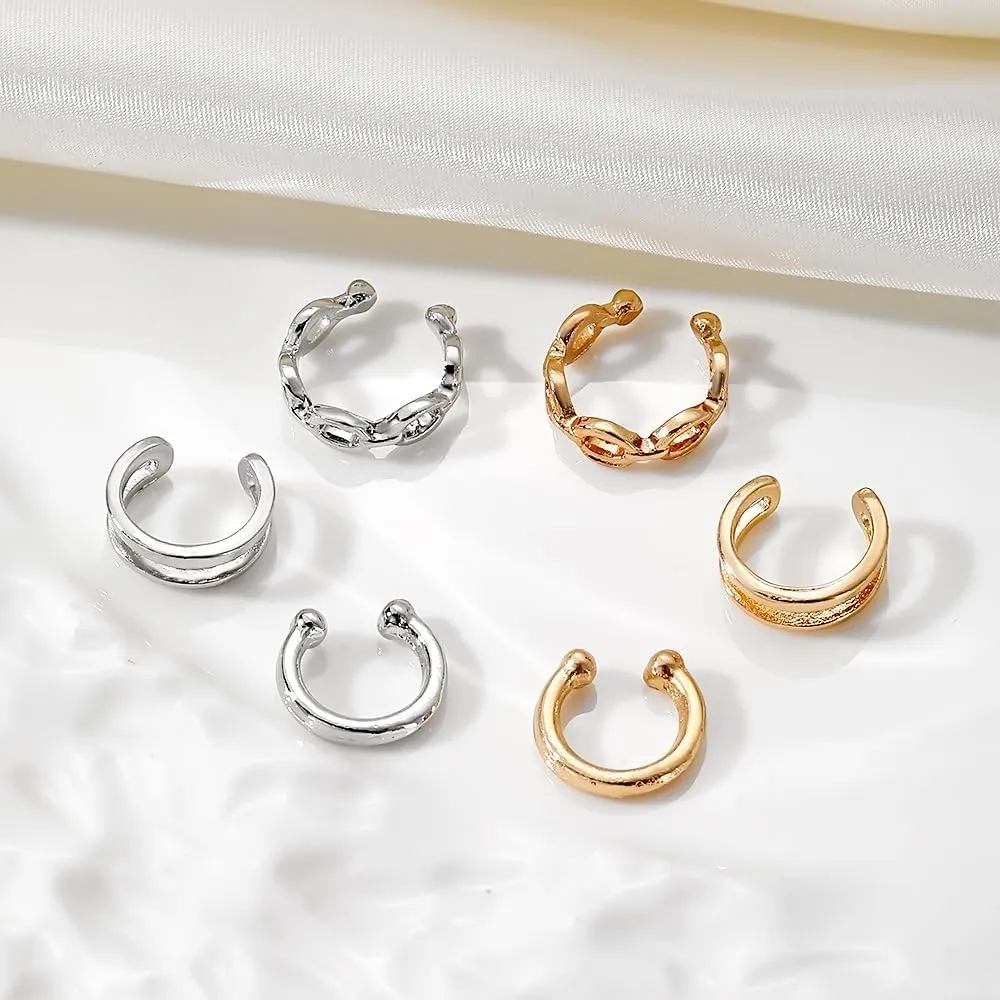 Ear Cuffs Non Piercing Earrings for Women Huggie Hoop Cartilage Earring 14K Gold Plated 3Pcs Cuff Earrings Cubic Zirconia Ear Cuffs Jewelry