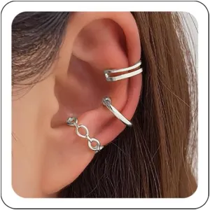 Ear Cuffs Non Piercing Earrings for Women Huggie Hoop Cartilage Earring 14K Gold Plated 3Pcs Cuff Earrings Cubic Zirconia Ear Cuffs Jewelry