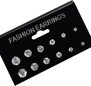 Earring Hoop Stud Drop & Dangle, 12/6 Pairs Classic Rose Shape Cubic Zirconia Stud Earrings Women Jewelry Set for Women Teen Girls Birthday Christmas Friends Gift