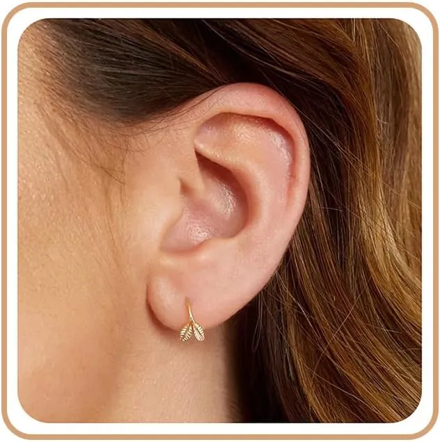 Earrings for Women, Gold Stud Earrings Hoop Diamond Floral Flower Opal Earring Studs for Women Trendy Huggie Cartilage Earring Christmas Birthday Gifts for Her Daughter Helix Piercing Jewelry