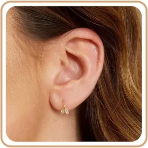 Earrings for Women, Gold Stud Earrings Hoop Diamond Floral Flower Opal Earring Studs for Women Trendy Huggie Cartilage Earring Christmas Birthday Gifts for Her Daughter Helix Piercing Jewelry