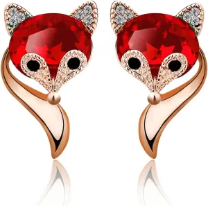 Earrings Studs Lovely Fox Created Crystal Earrings For women | Earrings for Women Trendy | Women's Jewelry Fashion Earrings | Cute Earings Fine Jewelry | Red Womens Earrings