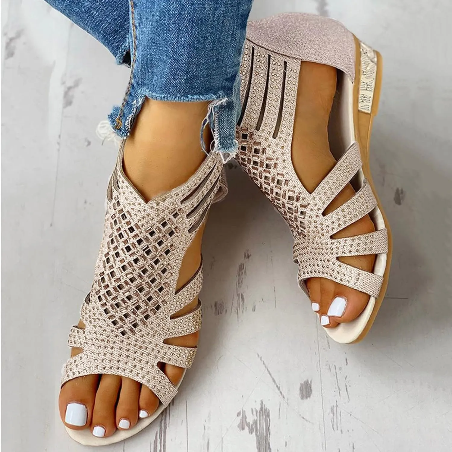 Eduavar Orthopedic Sandals for Women, Womens Sandals Comfortable Sandals Slippers Open Toe Wedge Sandals with Arch Support