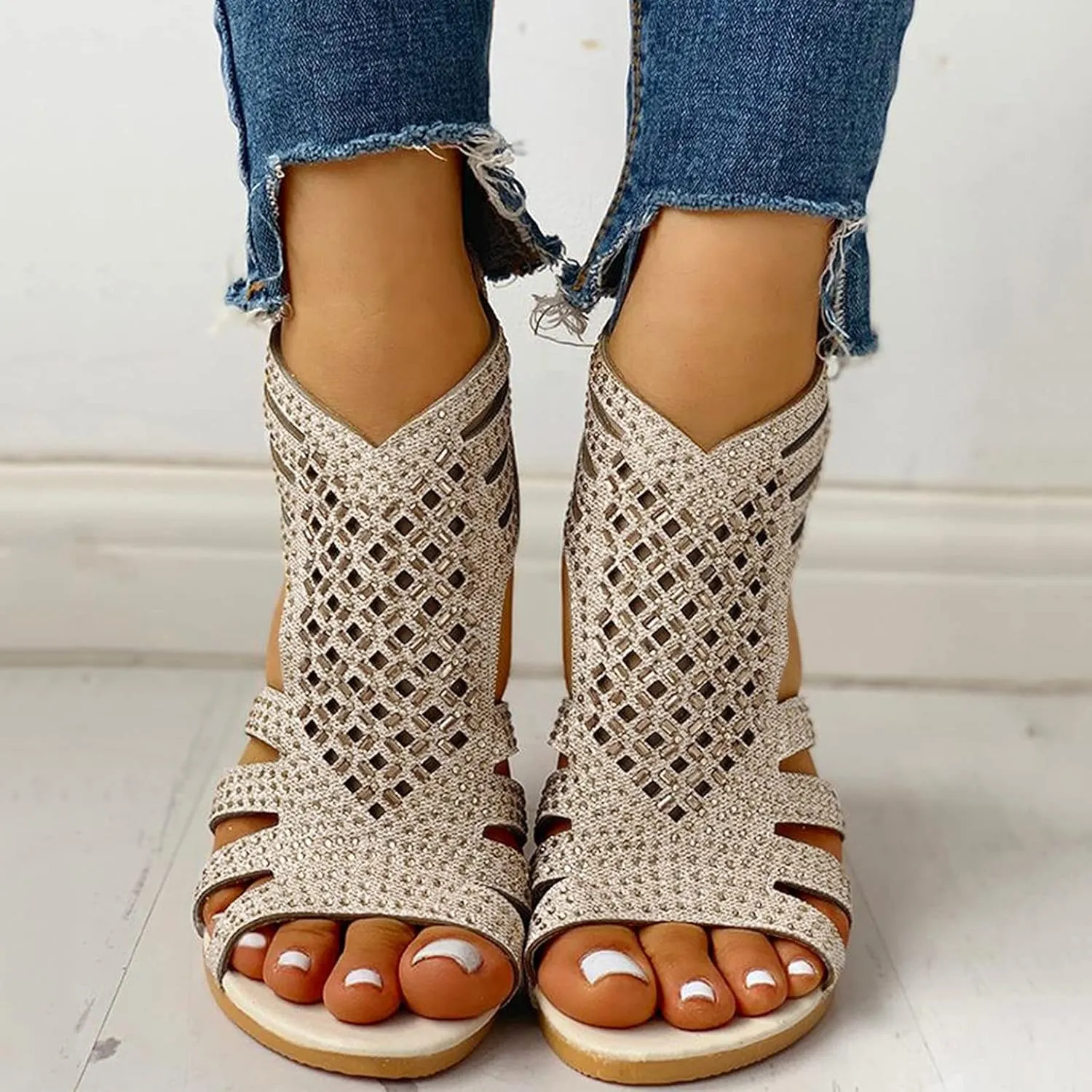 Eduavar Orthopedic Sandals for Women, Womens Sandals Comfortable Sandals Slippers Open Toe Wedge Sandals with Arch Support