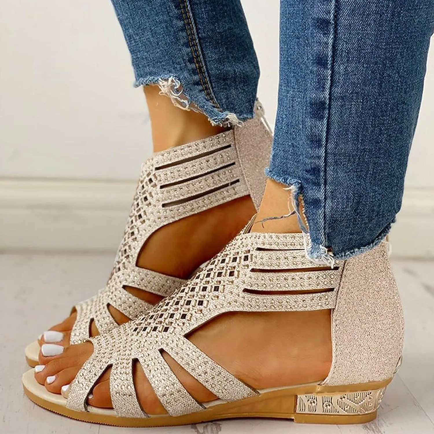 Eduavar Orthopedic Sandals for Women, Womens Sandals Comfortable Sandals Slippers Open Toe Wedge Sandals with Arch Support
