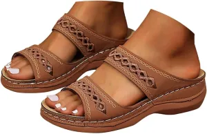 Eduavar Womens Sandals Summer Open Toe Platform Comfortable Orthopedic Slides with Arch Support Lightweight Non-Slip Slipper