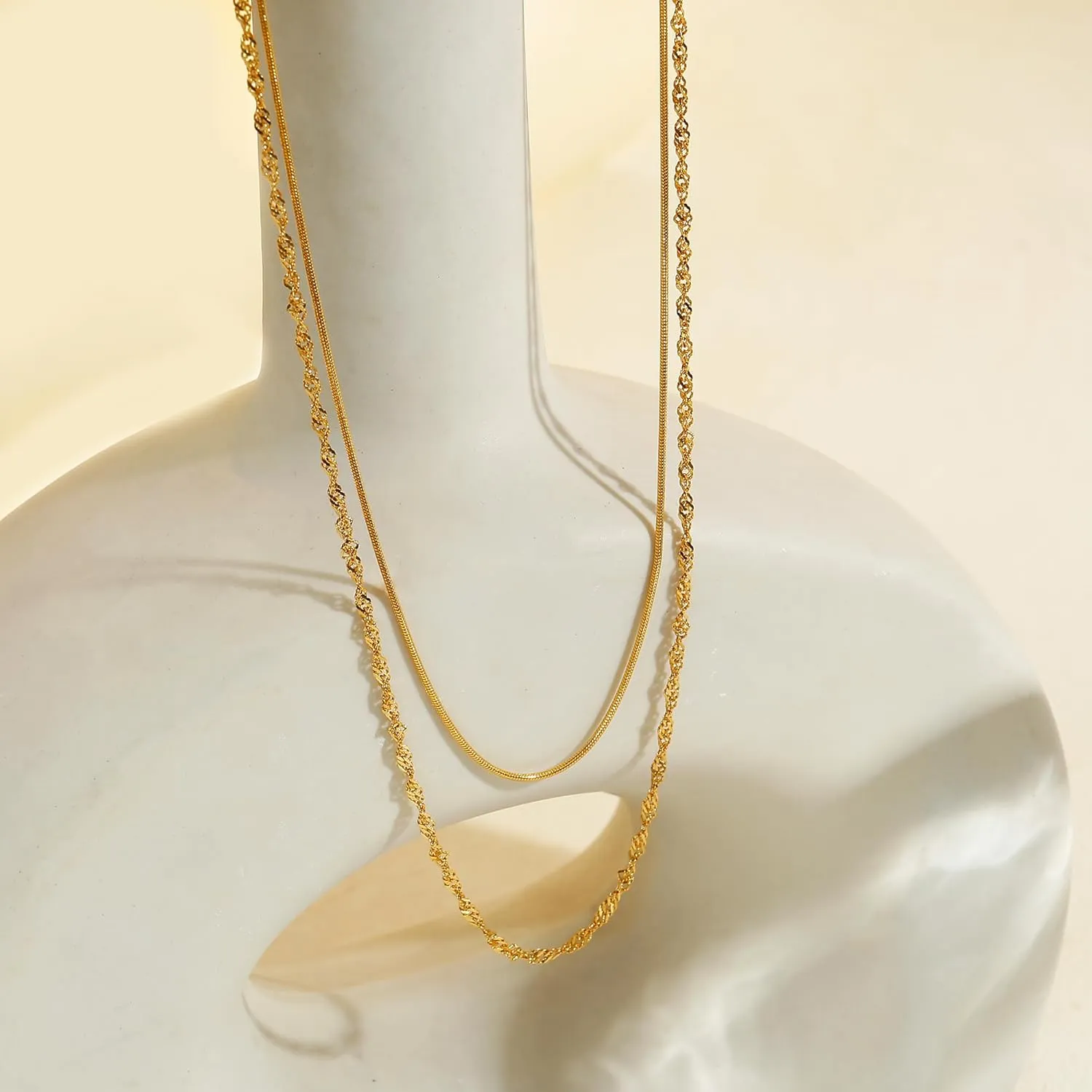 Elegance 11 designs Gold Thin Chain Layered Necklaces For Women Non Tarnish,18k Gold Plated Stainless Steel Dainty Waterproof Gold Necklace Set Stack For Women Gifts Jewelry