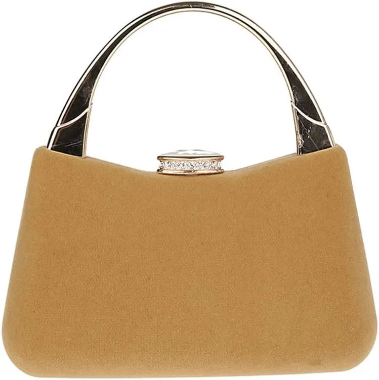 ELEOPTION Women's Flower Evening Bag Clutch Purse Handbag Metal Frame Large Clutch Bag Wedding Hand Bag Carved Handle