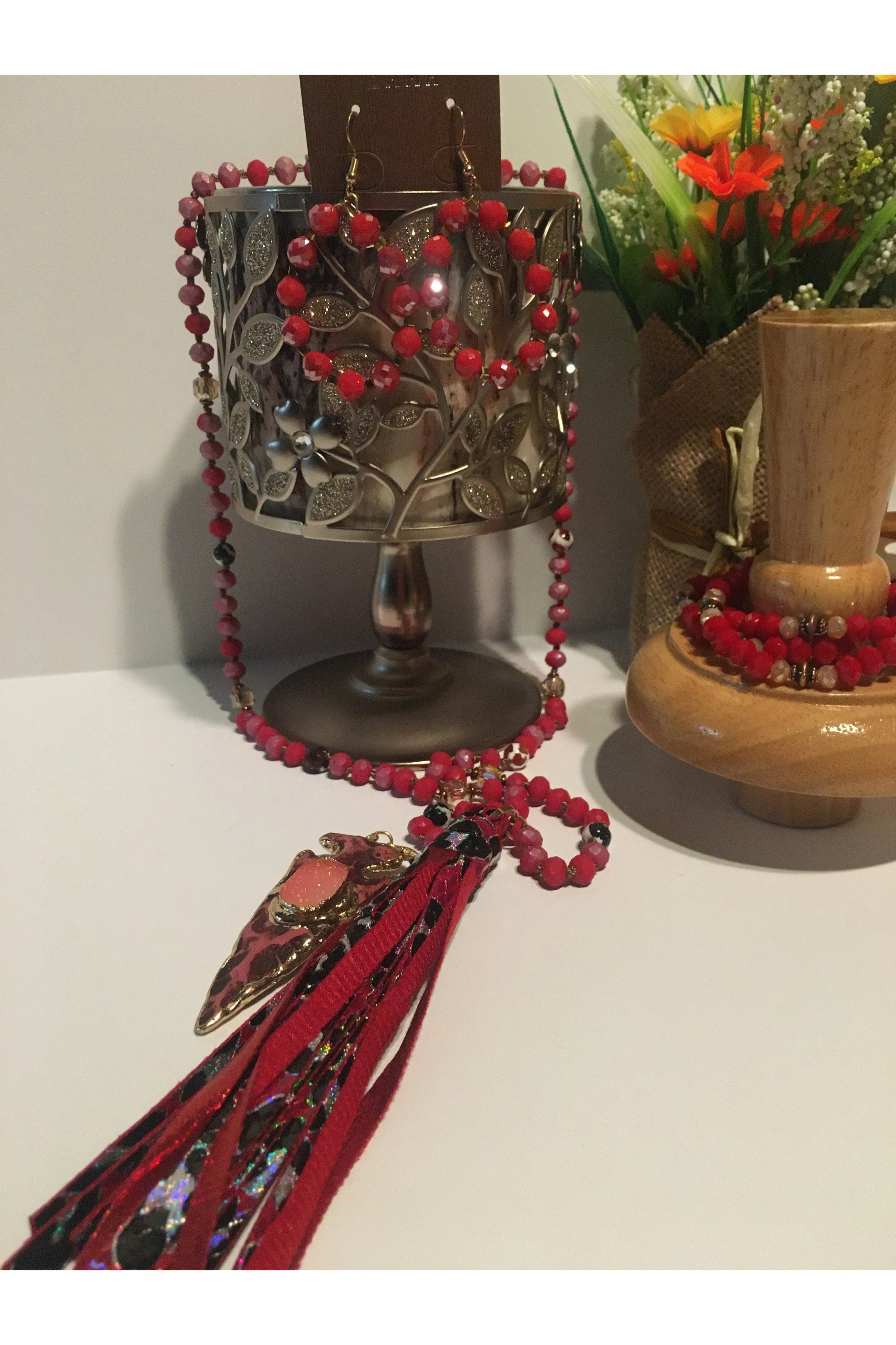 Emma Red Crystal Hoop Earrings