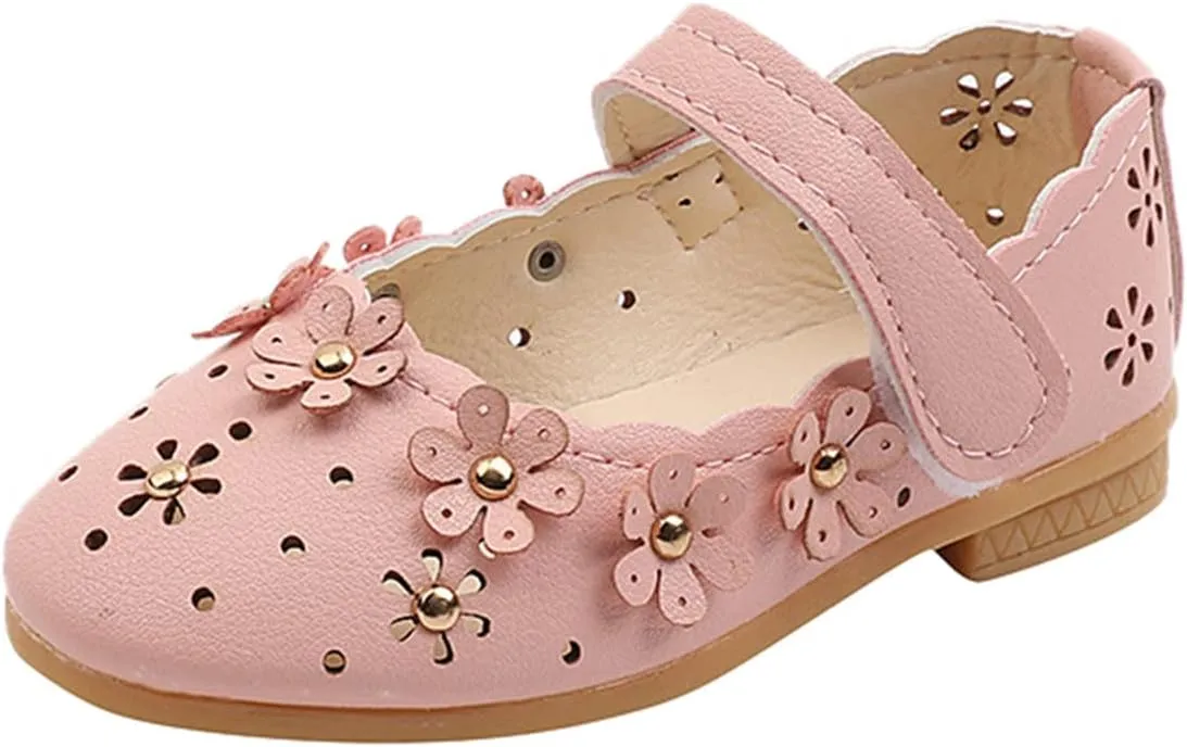 EnJoCho Girls Princess Shoes Sandal Flower Shoes Hollow Flower Shoes Sandals Soft Sole Princess Sandals 1-11 Years Shoes (Pink, 9 Years)