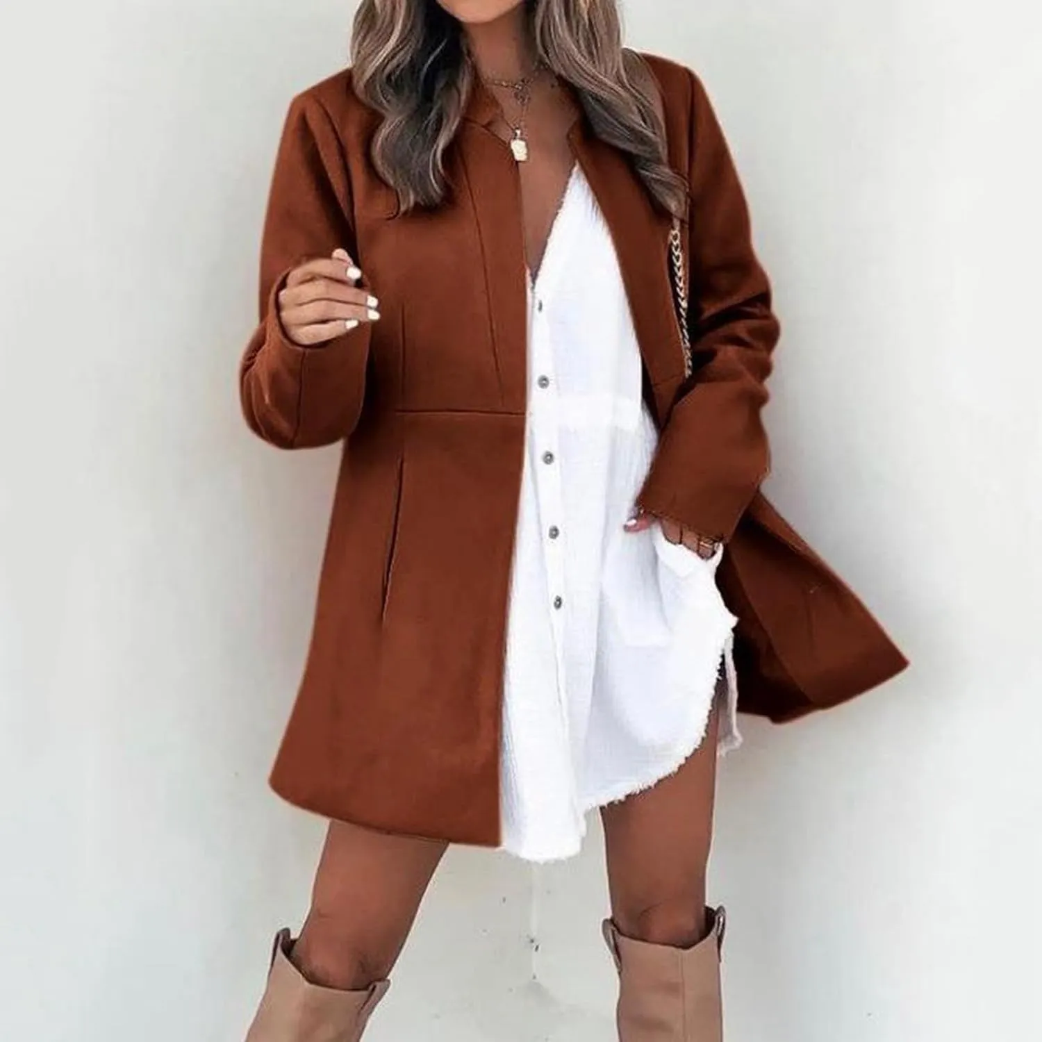 Fall Coats for Women 2024 Casual Comfy Cardigan Tops Long Sleeve Jackets with Pockets Outerwear Clothes