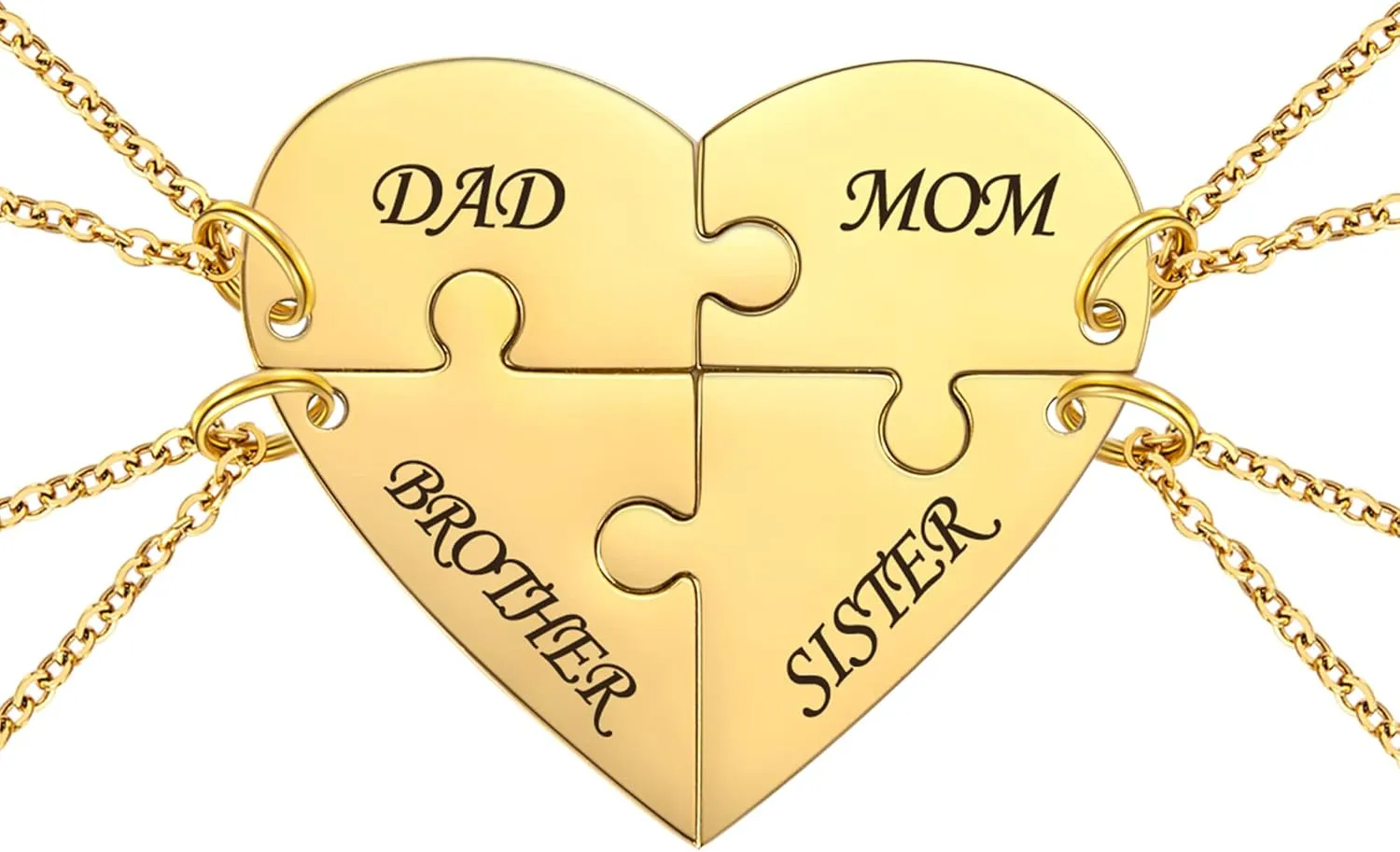 Fanery Sue Personalized Puzzle Pieces Heart Shape Necklace/Kaychain for Love Best Friends Family Custom Name/Date Matching Pendant Set with Gift Box