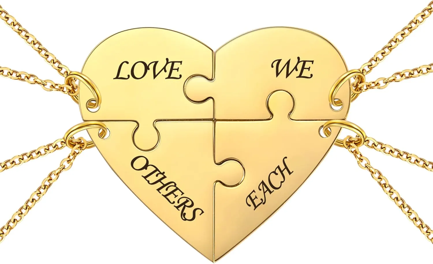 Fanery Sue Personalized Puzzle Pieces Heart Shape Necklace/Kaychain for Love Best Friends Family Custom Name/Date Matching Pendant Set with Gift Box