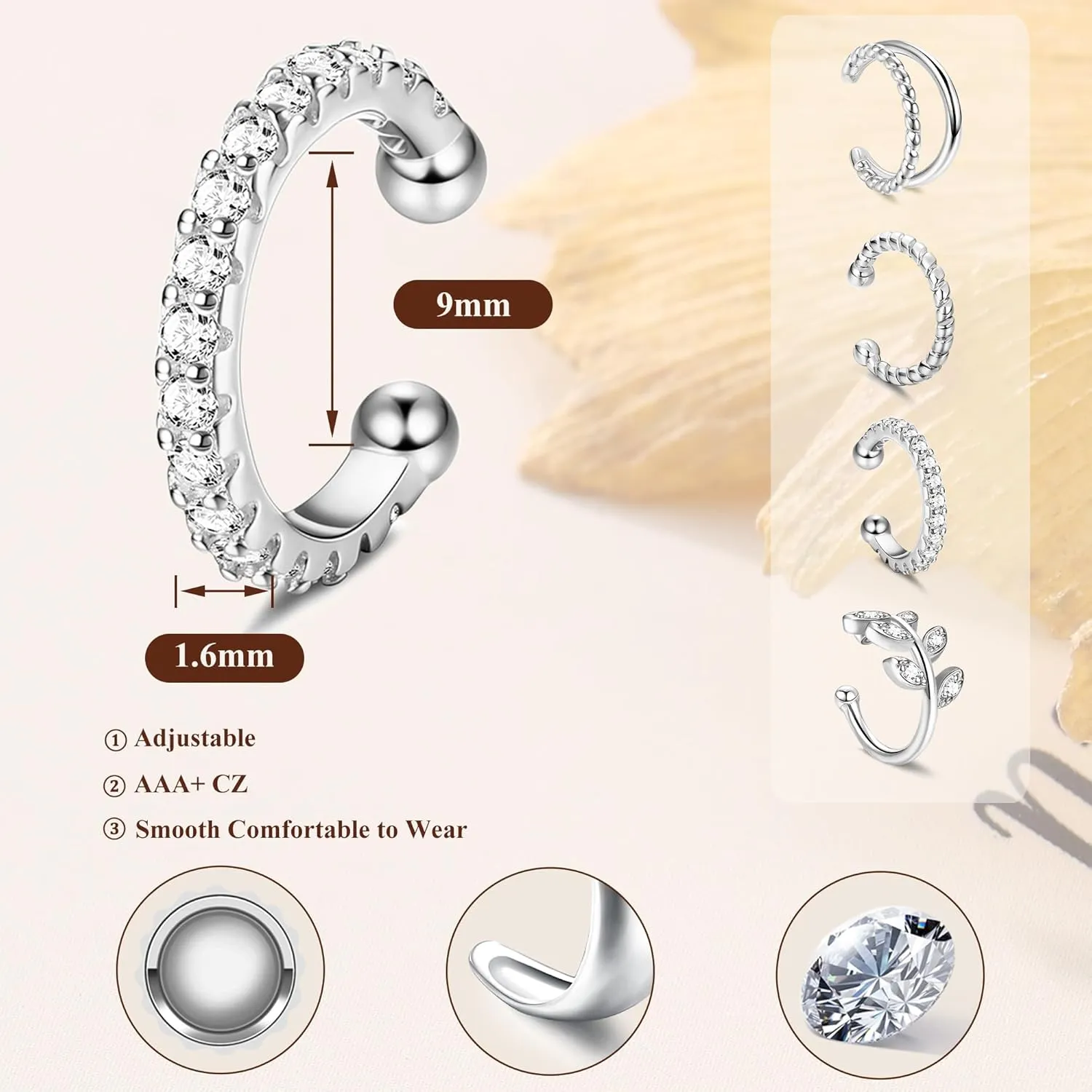 Fansilver 18Pcs Ear Cuff Earrings for Women Non Piercing Gold Ear Cuffs 14K Gold Plated Earring Cuffs for Non Pierced Clip On Cartilage Earrings Adjustable Fake Earrings Lightweight
