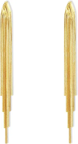 Fashion Silver/Gold Long Thread Geometric studs Earrings Punk Sleek Metal Long Chain Tassel Drop Dangle Earrings for Woman Girls Jewelry Gifts
