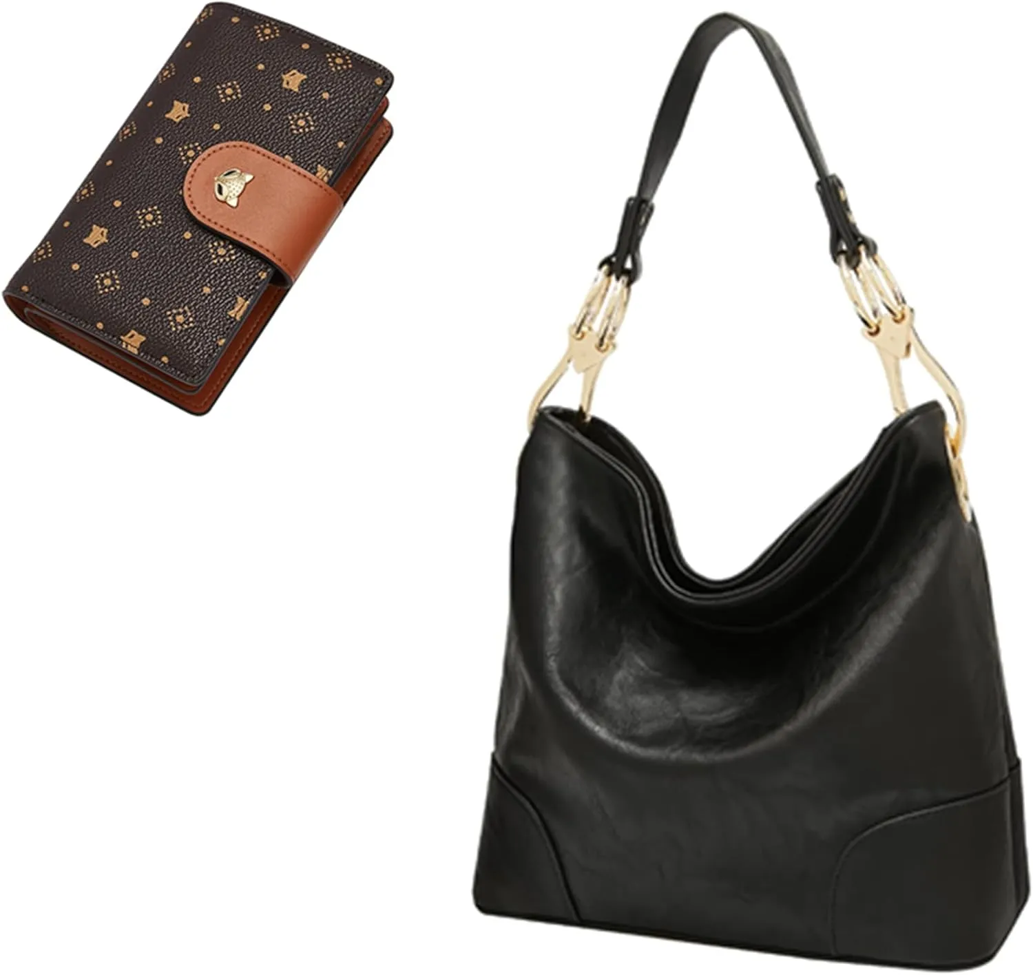 Faux Leather Hobo Bags and Blocking Bifold Wallets for Women