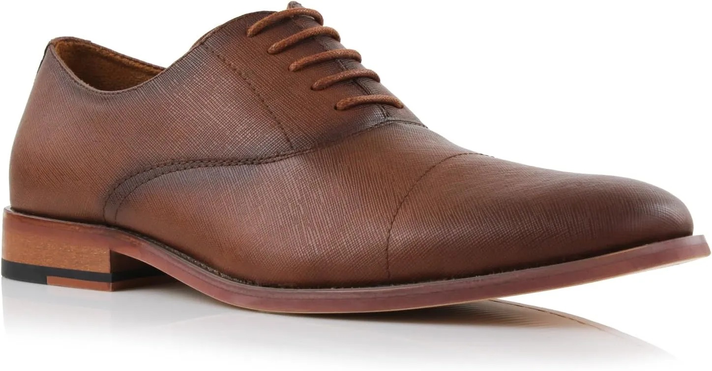 Ferro Aldo Mens Classic Vegan Leather Lace-Up Oxford Formal Dress Shoes
