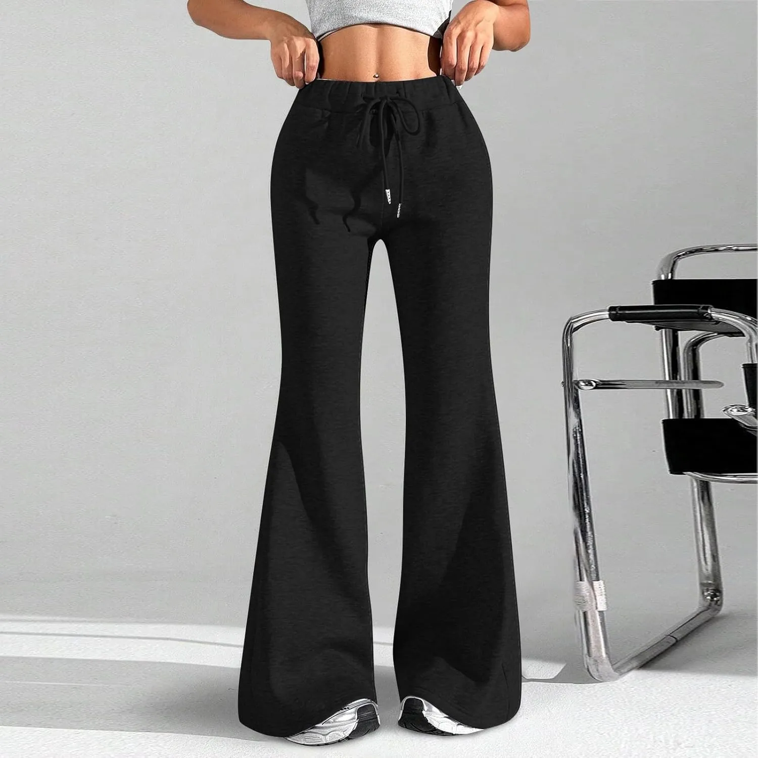 Flared Yoga Pants for Women High Waisted Soft Fleece Pants Bell Bottom Bootcut Lounge Pants with Pockets Comfy Pants
