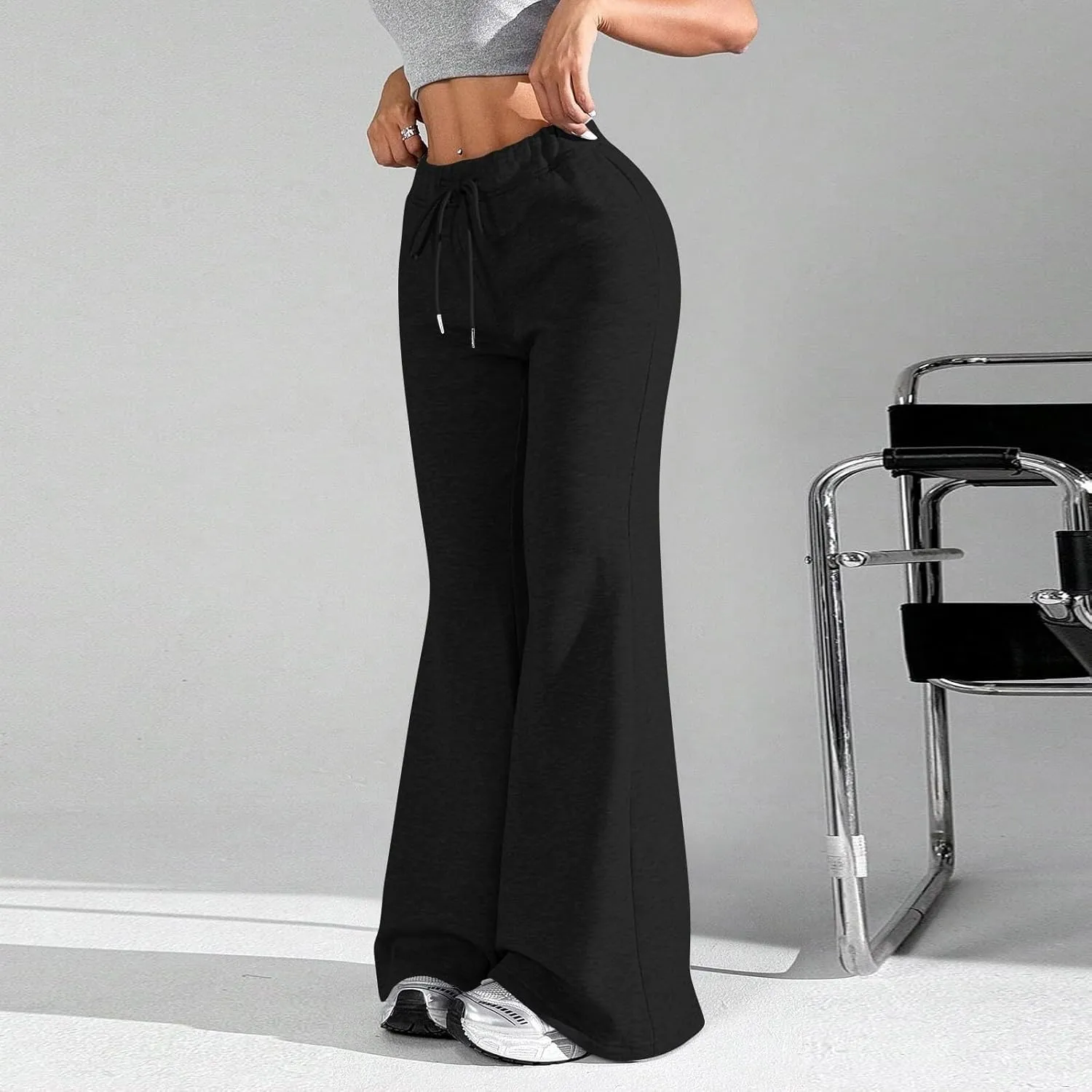 Flared Yoga Pants for Women High Waisted Soft Fleece Pants Bell Bottom Bootcut Lounge Pants with Pockets Comfy Pants