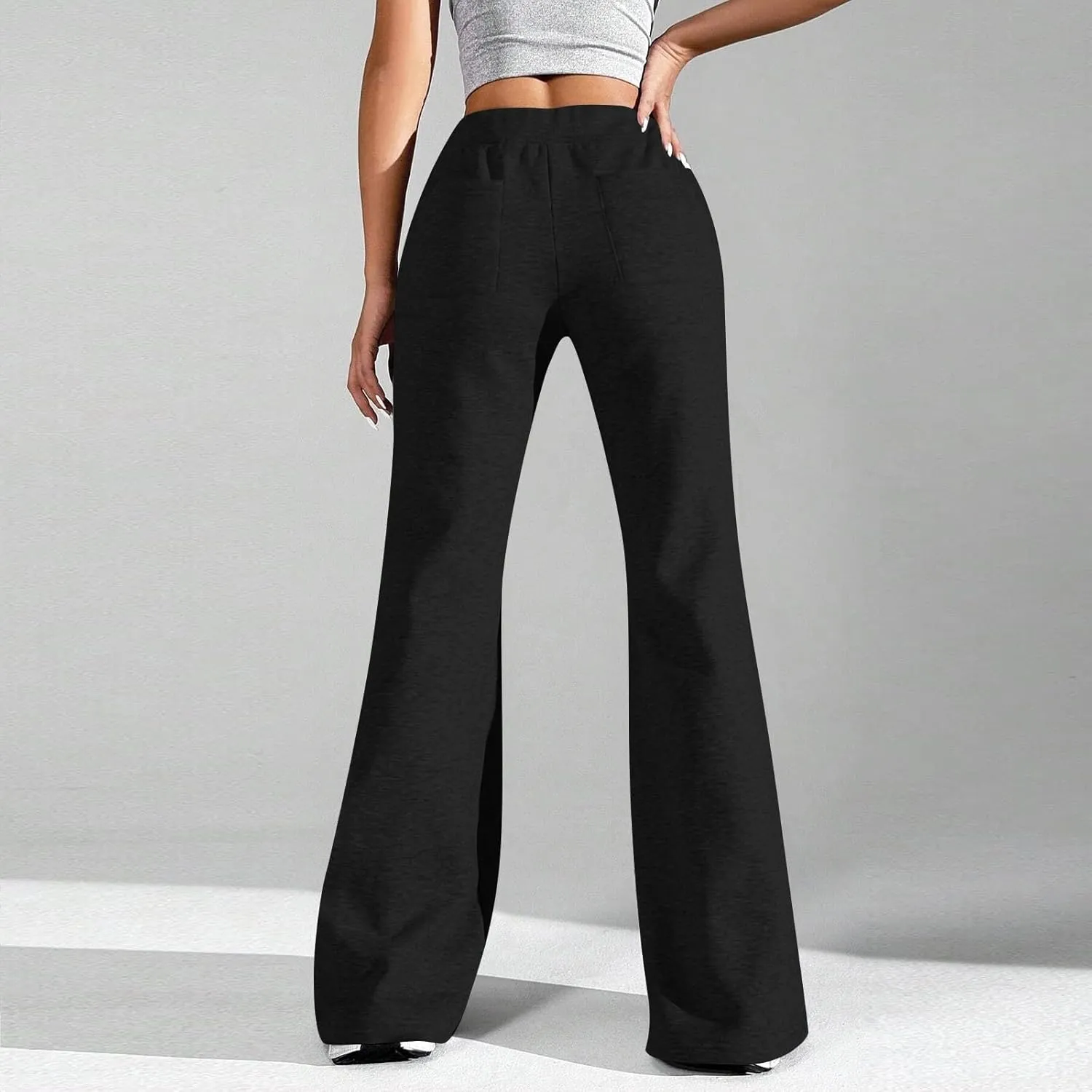 Flared Yoga Pants for Women High Waisted Soft Fleece Pants Bell Bottom Bootcut Lounge Pants with Pockets Comfy Pants