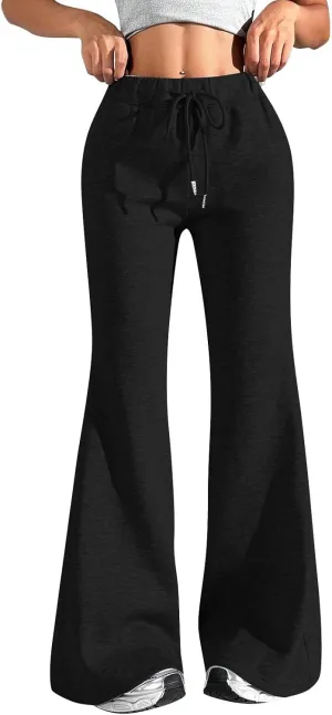 Flared Yoga Pants for Women High Waisted Soft Fleece Pants Bell Bottom Bootcut Lounge Pants with Pockets Comfy Pants
