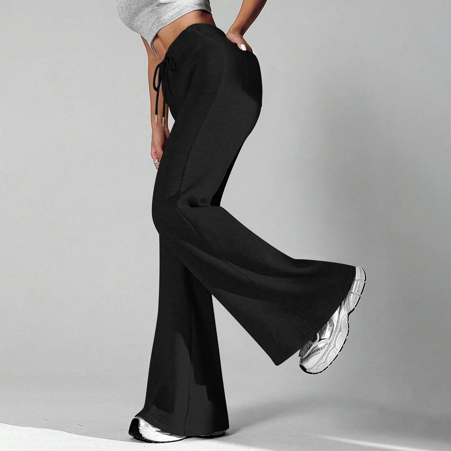 Flared Yoga Pants for Women High Waisted Soft Fleece Pants Bell Bottom Bootcut Lounge Pants with Pockets Comfy Pants