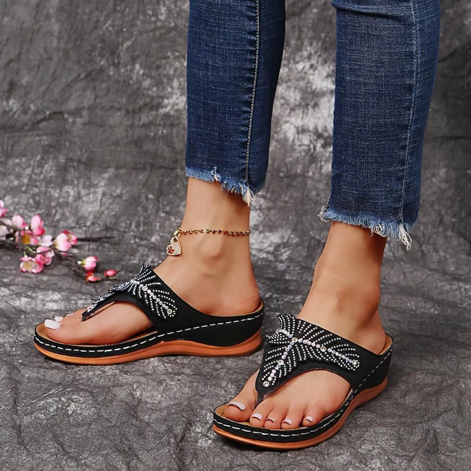 Flat Sandals for Women Women's Arch Support Flip Flops Women's Comfortable Walking Sandal Sandal