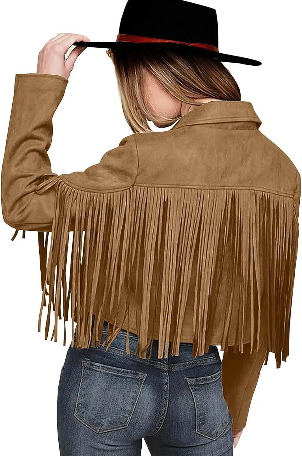 Fleece Jackets for Women Tassel Motorcycle Cropped Coats 2024 Zip Casual Outwear Quilt Faux Suede Leather Jackets