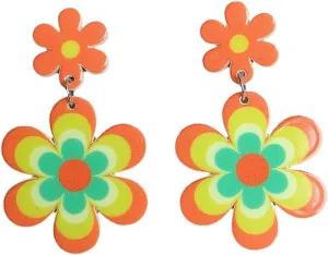 Floral Daisy Flower Dangle Earrings Y2k Vintage Resin Bohemian Lightweight Acrylic 60S 70S Party Mother's Day Valentien's Day Graduation Gift for Women