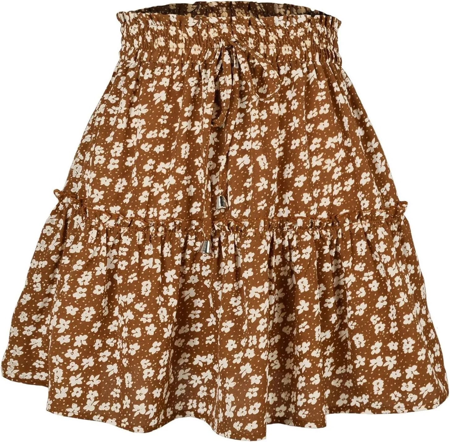Floral Skorts for Woman Drawstring High Waist Mini Skirts Summer Tiered Flowy Pleated Boho Beach A Line Short Skorts