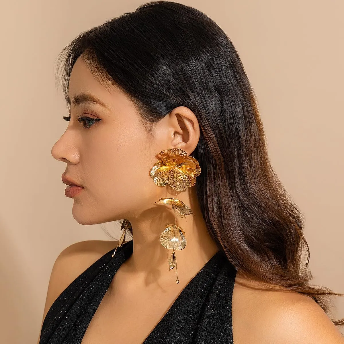 Flower Dangle Drop Earrings Long Dangle Earrings for Women Flower Dangle Earrings Statement Earrings Long Tassel Earrings Chunky Gold Statement Jewelry