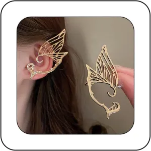 Flower Ear Wrap Earrings Vintage Elf Ear Cuffs for Cosplay Hollowed Party Butterfly Clip on Cartilage Earrings No piercing Elven Cuffs Fairy Costume Jewelry for Women Girls