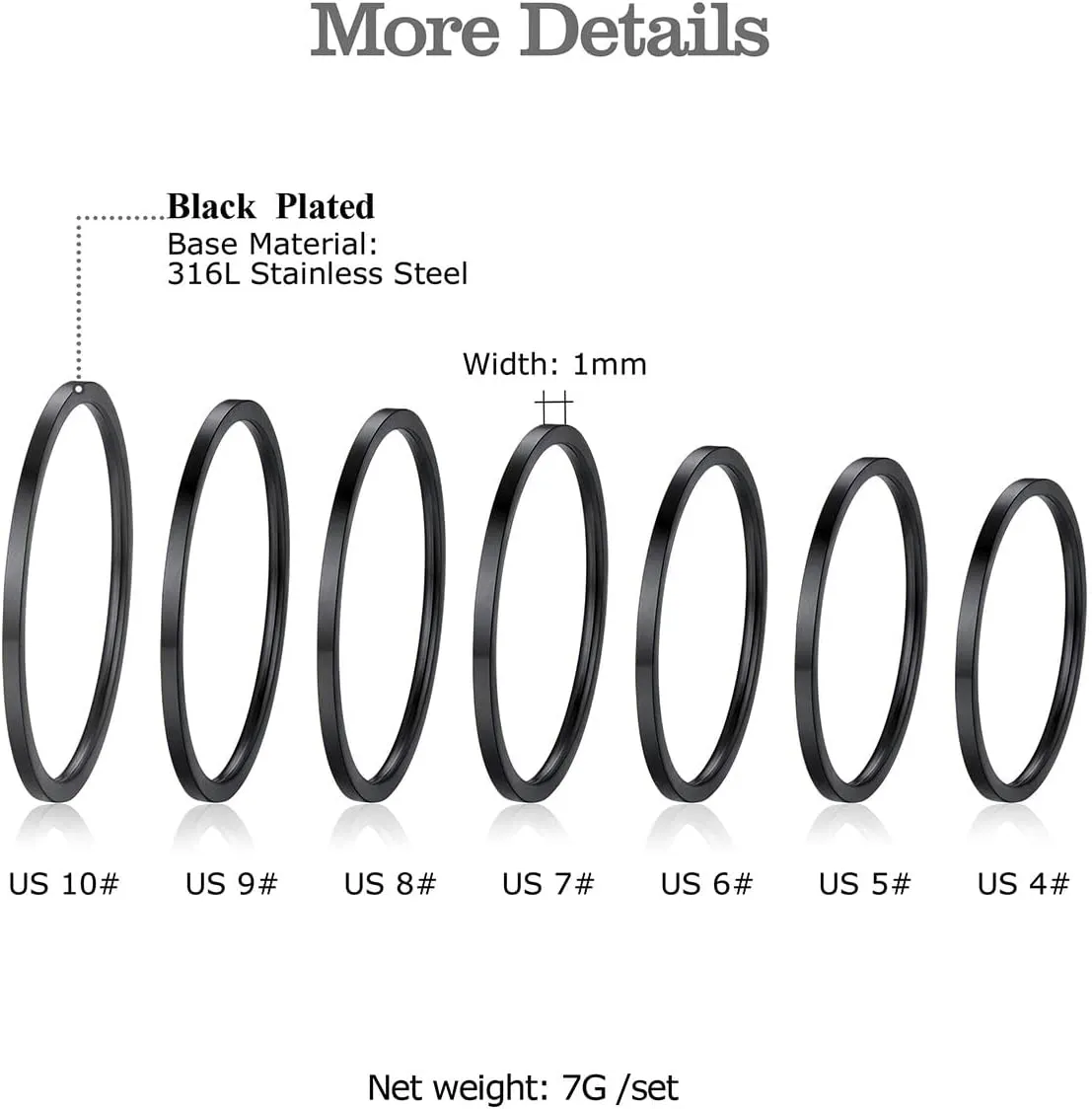 FOCALOOK 28 PCS Knuckle Ring Set 1MM Stainless Steel Women's Thin Plain Band Stacking Midi Finger Rings Set Comfort Fit Silver/Black/Gold/Rose Tone Size 4-10