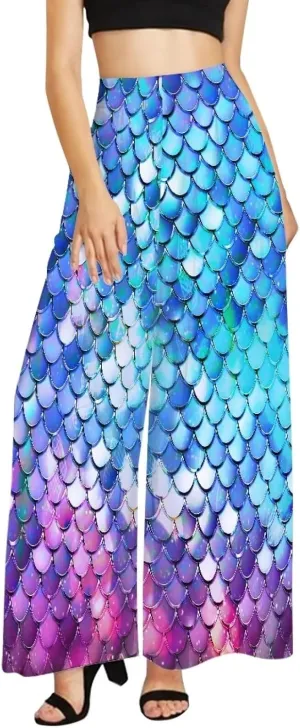 Forchrinse Cartoon Ladybug Wide Leg Pants for Women Plus Size Palazzo Pants Capri Yoga Pants Elastic Flowy Pants Trousers