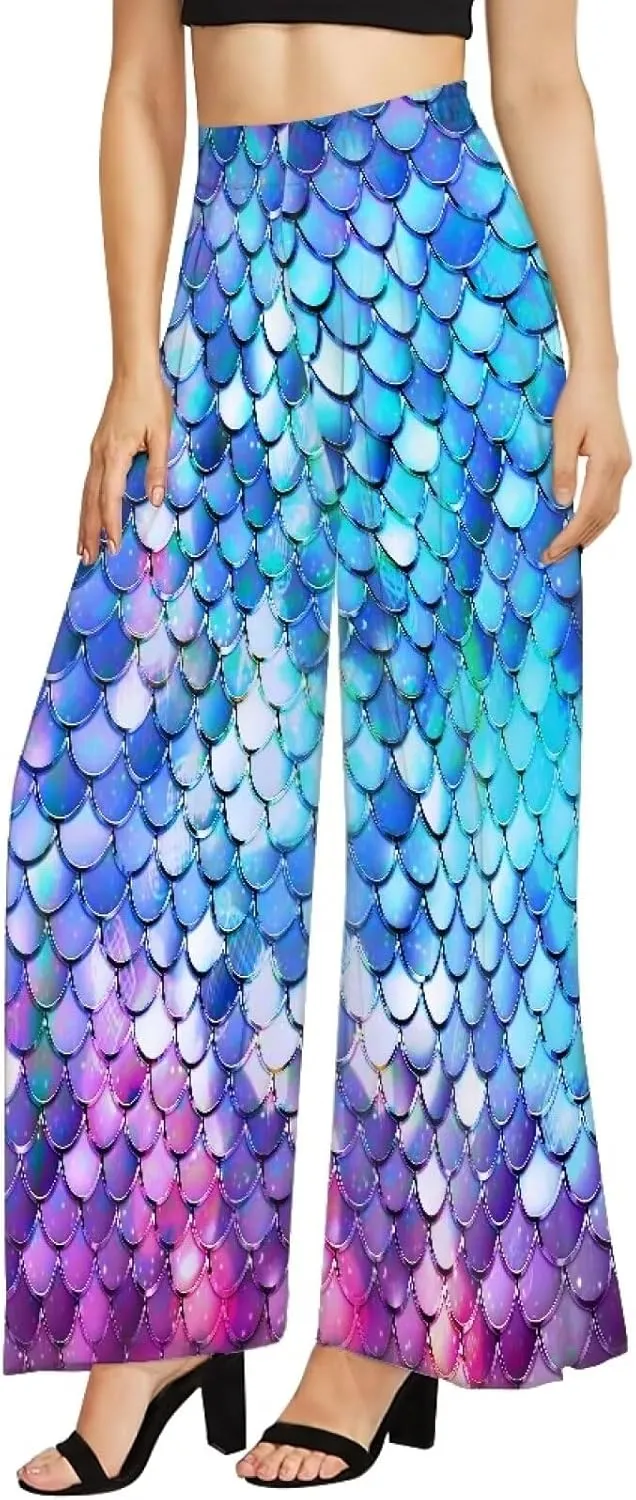 Forchrinse Cartoon Ladybug Wide Leg Pants for Women Plus Size Palazzo Pants Capri Yoga Pants Elastic Flowy Pants Trousers