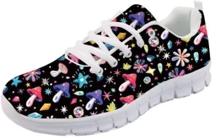 Forchrinse Colorful Butterfly Running Shoes Walking Shoes Comfortable Slip on Lace up Mesh Athletic Sneakers for Women Teens Girls