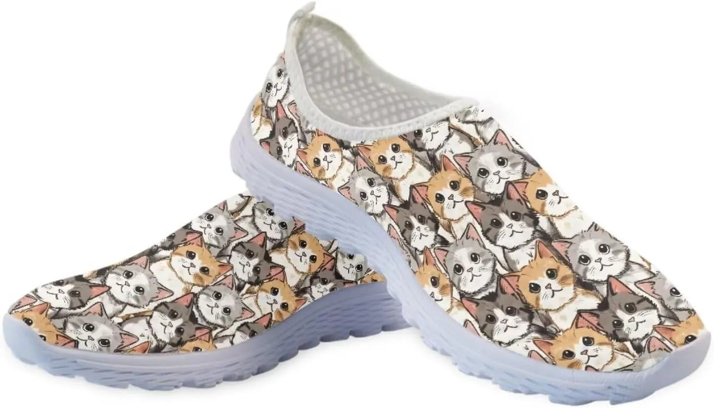 Forchrinse Floral Corgi Print Womens Mens Slip on Shoes Soft Mesh Walking Sneakers Sport Causal Travel Shoes Breathable