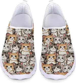 Forchrinse Floral Corgi Print Womens Mens Slip on Shoes Soft Mesh Walking Sneakers Sport Causal Travel Shoes Breathable