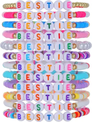 Friendship Bracelets for Women, Inspirational Preppy Bracelets Stackable, Best Friend bracelet Set, Colorful Heishi Clay Beaded Bracelets for Women