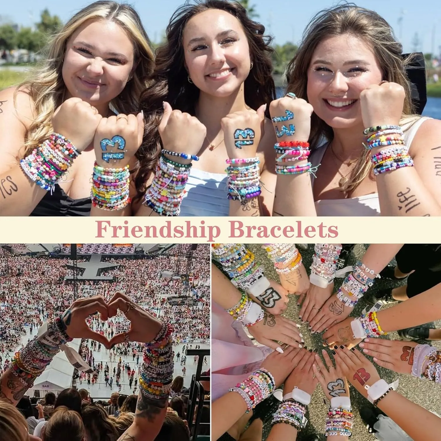 Friendship Bracelets for Women, Inspirational Preppy Bracelets Stackable, Best Friend bracelet Set, Colorful Heishi Clay Beaded Bracelets for Women