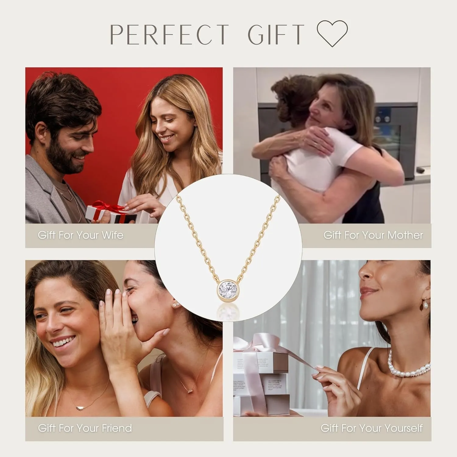 Galis Dainty Necklace - Gold Plated 18" Choker for Women with Dainty Small Round Faux Diamond Pendant, Trendy Necklaces for Women, with CZ Solitaire Lobster Clasp, Minimalist Gift