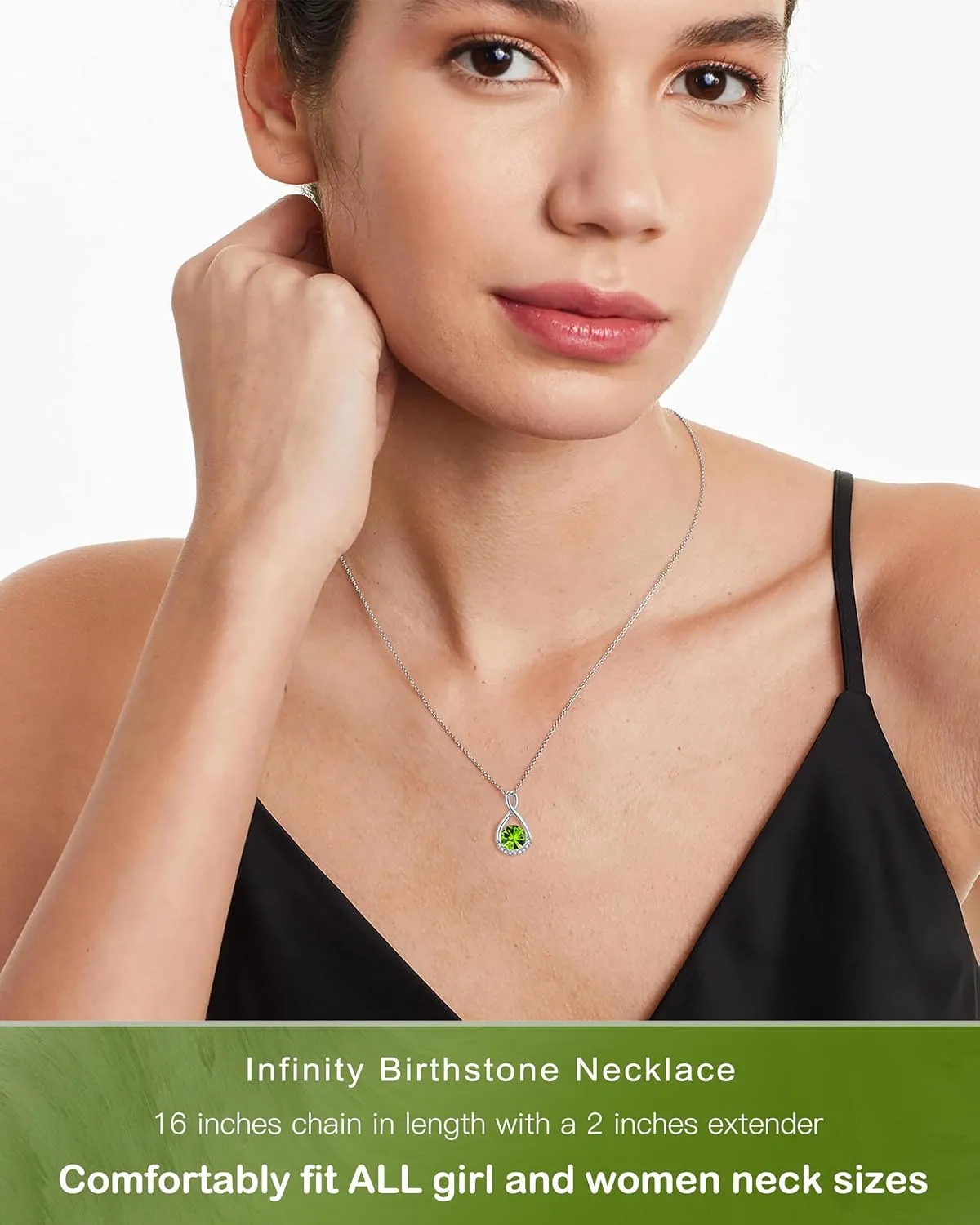 Genuine Birthstone Infinity Necklace for Women, Birthday Gifts for Her, Minimalism Style Jewelry for Everyday Wear