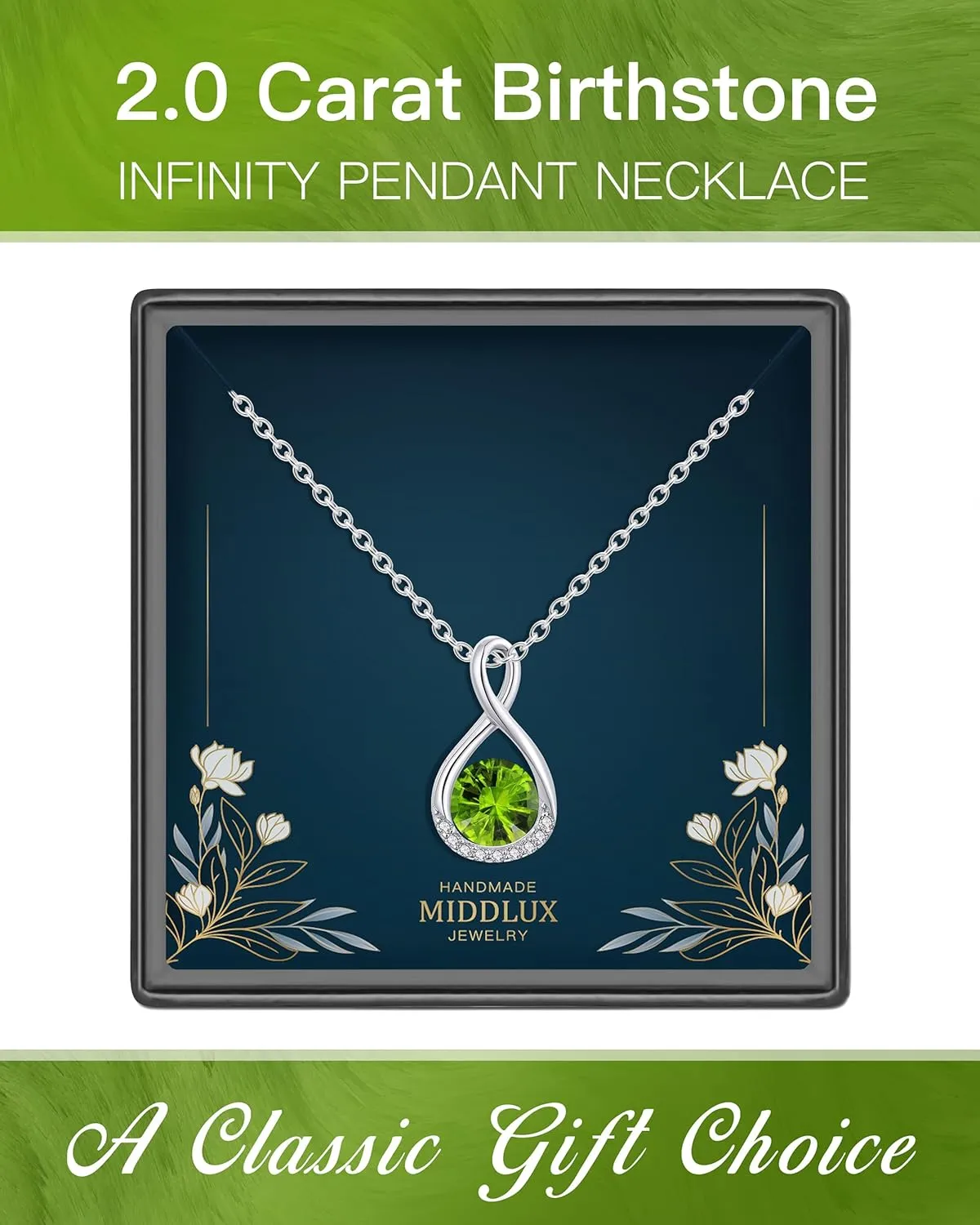 Genuine Birthstone Infinity Necklace for Women, Birthday Gifts for Her, Minimalism Style Jewelry for Everyday Wear