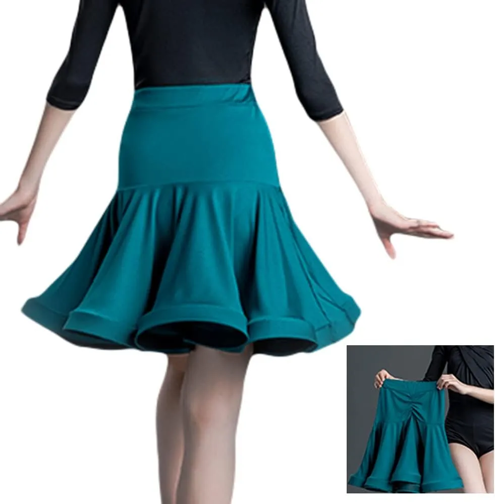 Girls Kids Latin Dance Skirt Ruffle Swing Ballroom Samba Tango Cha-Cha Practice Dancewear