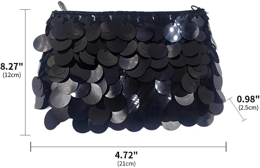 Glitter Bling Purses for Women Fish Scale Shoulder Purse Clutch Handbag with Crossbody Chain for Wedding Party Daily Purple