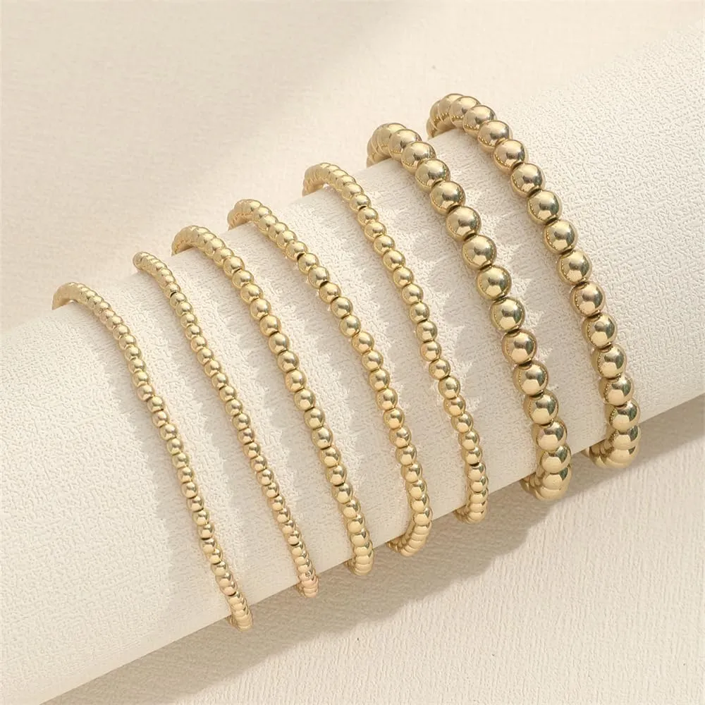 Gold Beaded Bracelets for Women 14K Gold Plated Stackable Bracelet Gold Bracelet Stack Delicate Stackable Gold Bracelets for Women