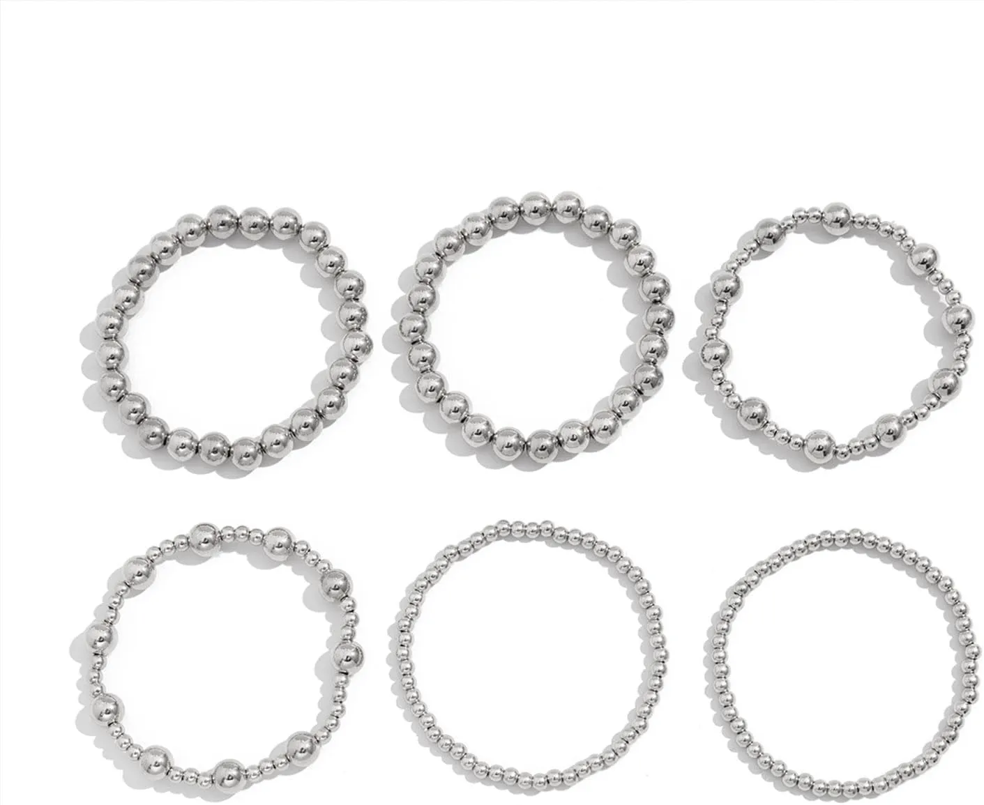 Gold Bracelets for Women Non Tarnish Gold Beaded Bracelet Stretch Bead Ball Bracelet Sets Trendy Stackable Layered Pearl Cross Bracelet Gold Jewelry for Women