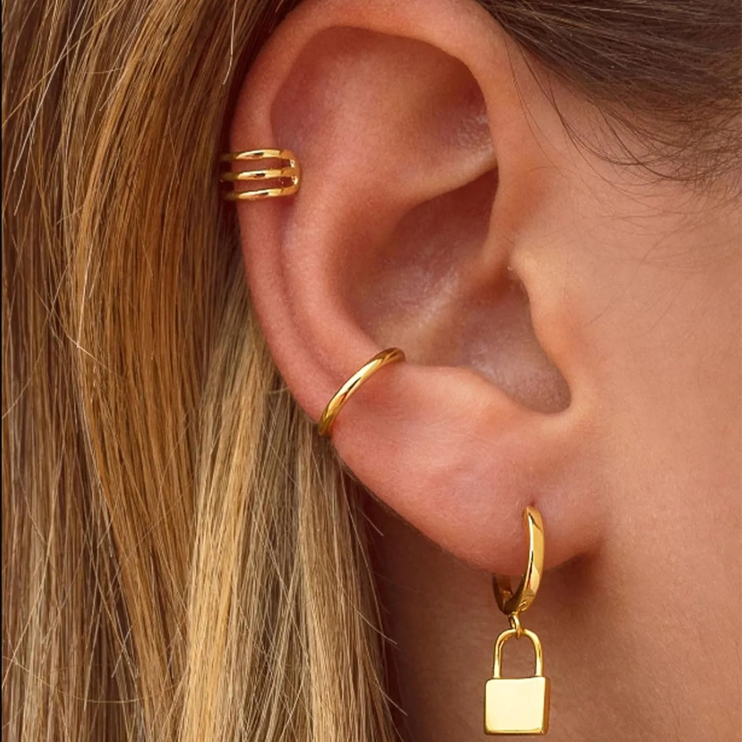 Gold Clip on Earrings Cartilage Earrings for Women Ear Cuffs for Women Non Piercing Silver Cuff Earrings 14K Gold Huggie Hoop Earring Gold Jewelry