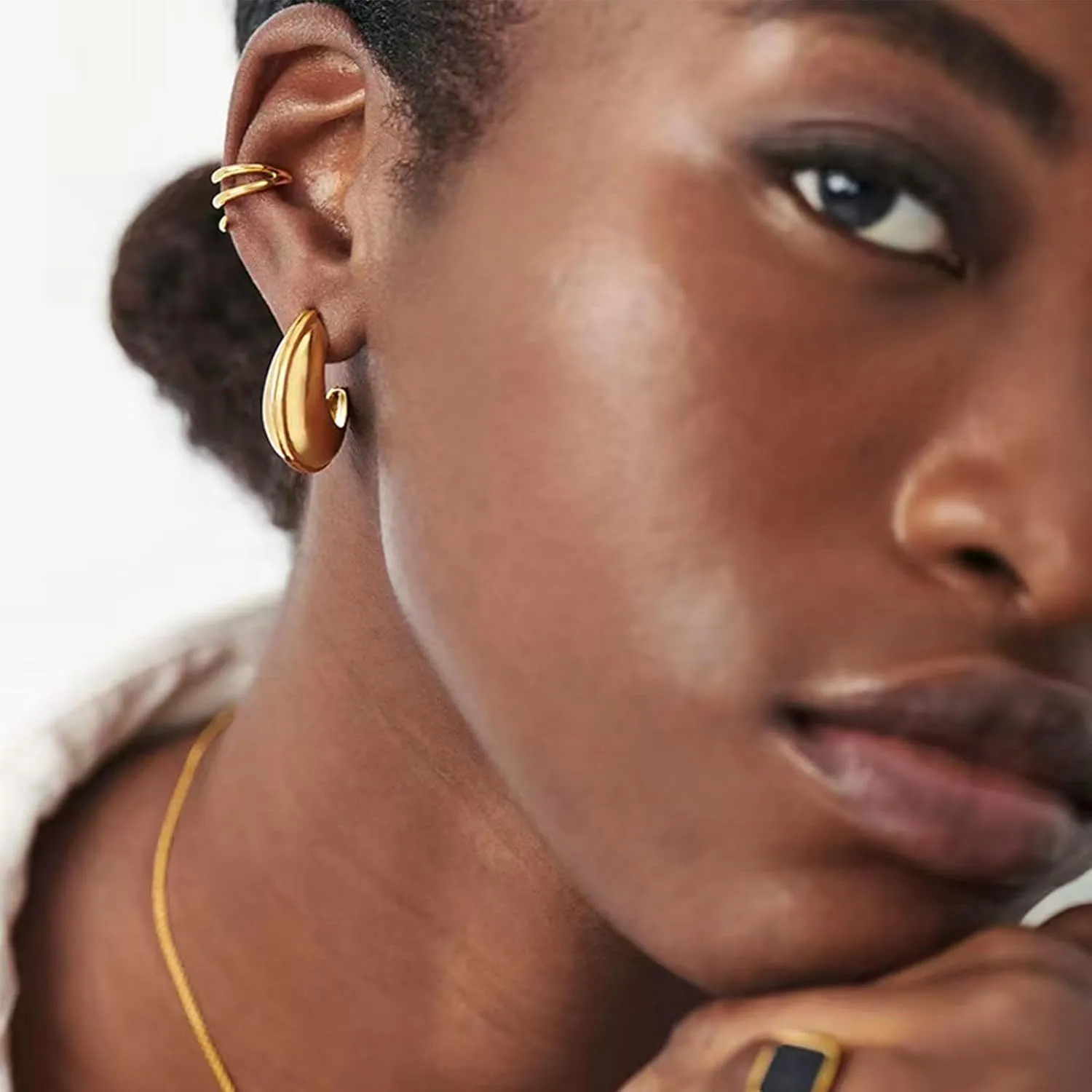 Gold Clip on Earrings Cartilage Earrings for Women Ear Cuffs for Women Non Piercing Silver Cuff Earrings 14K Gold Huggie Hoop Earring Gold Jewelry
